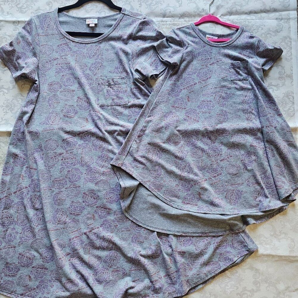 Lularoe Mommy & Me Set Carly S Scarlett Kids 8 Dress High Low Swing Twirl Floral